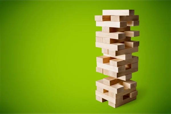 Tower built of wooden blocks, game of physical skill