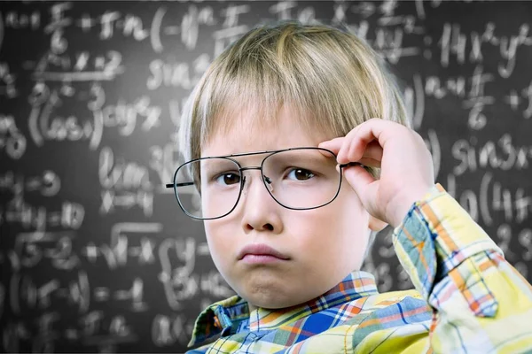 Portrait Little Boy Glasses Background — Foto Stock
