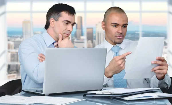 Two Businessmen Making Report Together — Stock Photo, Image