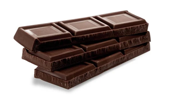 Barras Chocolate Aisladas Blanco — Foto de Stock