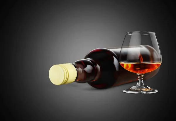 Bottiglia Whisky Scozzese Vetro Sulla Scrivania — Foto Stock