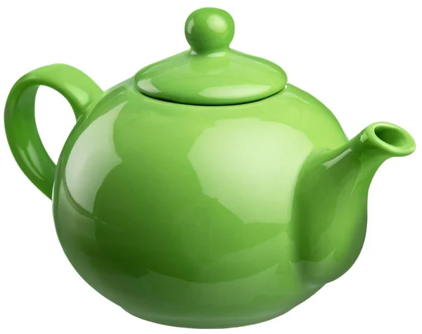 Grüne Teekanne Isoliert Auf Weißem Hintergrund — Stockfoto