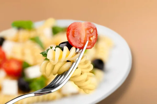 Pasta Tomato Olives Feta — Stock Photo, Image
