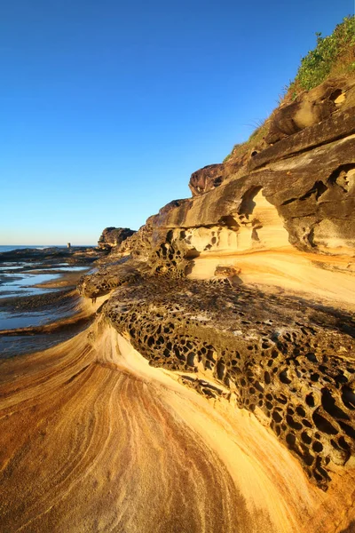 Klippformationer Längs Kusten Vid Umina Stranden Nsw Centrala Kusten — Stockfoto