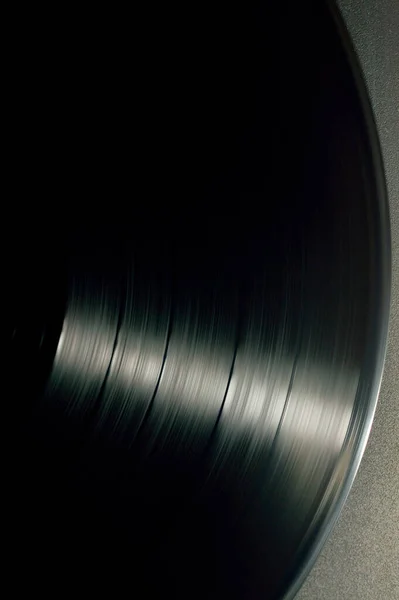 Detail Grooves Black Vinyl Music Disc Vertical — Stock Photo, Image