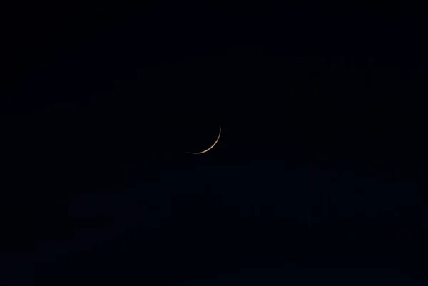 Textur Und Hintergrundbeleuchtung Der Mondsichel Dunklen Himmel Ohne Wolken Oder — Stockfoto