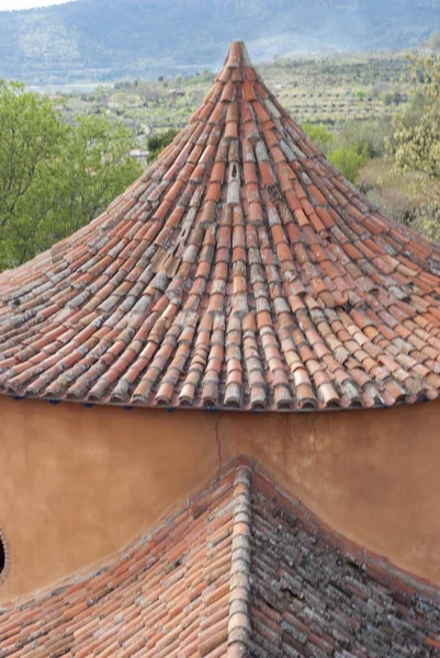 Dome of the conical roof in the motorcycle museum of Hervas Caceres Spain