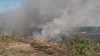 Yazın köyün yakınındaki tarlada Kuru Çimen Yangınını Traktör Söndürdü