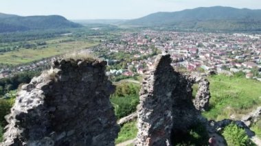 Transcarpathia 'daki Khust Kalesi, Hava Manzarası, Batı Ukrayna