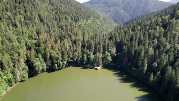 Letecký pohled na jezero Synevyr v Karpat, Ukrajina, Evropa — Stock video