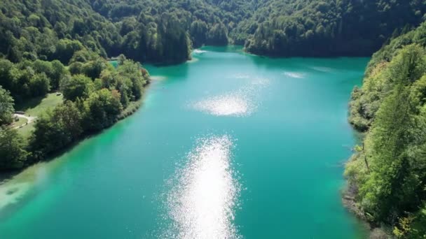 Luftaufnahme der Plitvicer Seen im Nationalpark Kroatien, Saubere Natur — Stockvideo