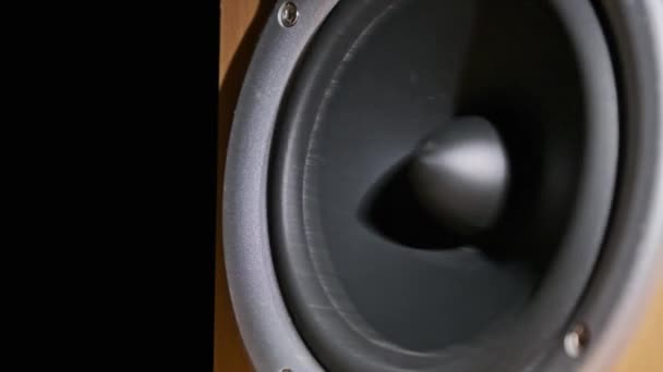 Звуковий динамік вібрує від звукового басу у повільному русі, крупним планом — стокове відео
