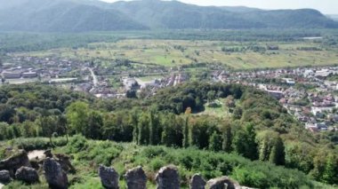 Transcarpathia 'daki Khust Kalesi, Hava Manzarası, Batı Ukrayna