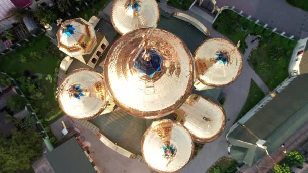 Christian Church at Sunset, Aerial View, Temple in the Transcarpathia, Ukraine — 비디오