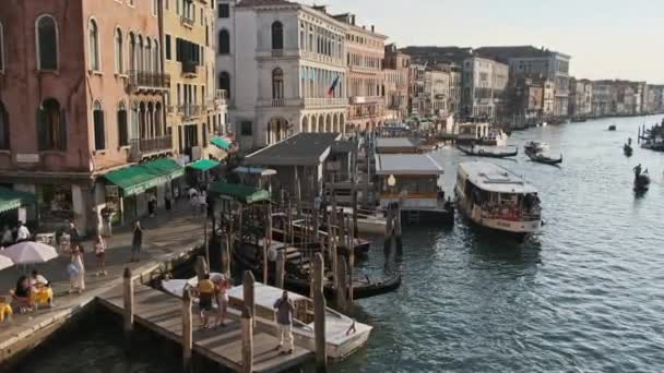 Venice Italy Grand Canal, View from the Rialto Bridge, Transport Routes — стокове відео