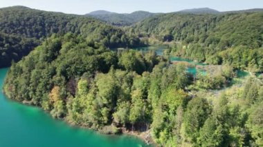 Hırvatistan Ulusal Parkı 'ndaki Plitvice Göllerinin Havadan Görünümü, Temiz Doğa