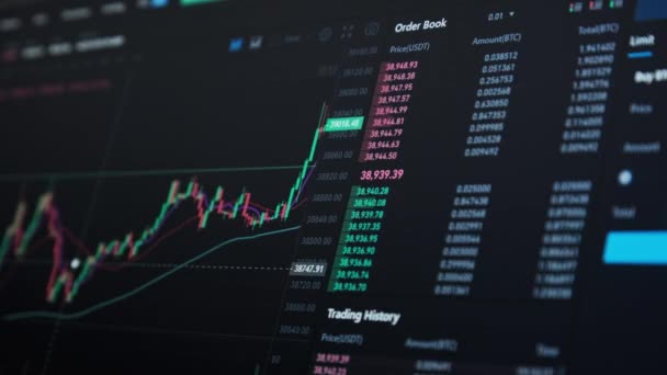 Mercado de valores, Criptomoneda, gráfico de 1 año — Vídeos de Stock