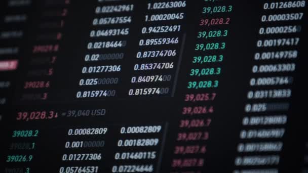 Bitcoin Trading con evolución de precios, Gráfico de cambio de criptomonedas en línea — Vídeo de stock
