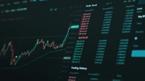 Mercado de valores, Criptomoneda, gráfico de 1 año — Vídeo de stock