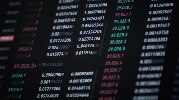 Börse, Kryptowährungstabelle — Stockvideo