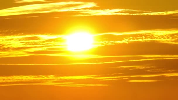 Sunset in the Sky Through Yellow Layered Clouds, Timelapse — Stock Video