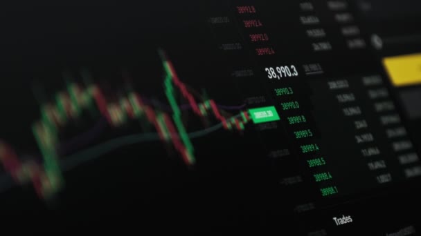 Mercado de ações, Criptomoeda Gráfico de câmbio — Vídeo de Stock