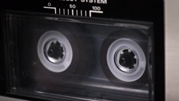 Audiocassette Rotates in Vintage Tape Recorder — ストック動画