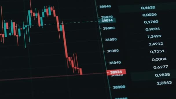 Cryptocurrency Exchange Chart Online på en bärbar skärm — Stockvideo