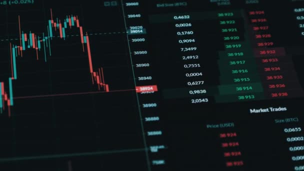 Mercado de ações, Criptomoeda Gráfico de câmbio — Vídeo de Stock