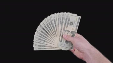 Alpha Channel 'da 20 Dolarlık Faturaların Hayranı Erkek El Tutuyor