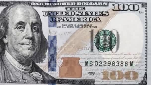 Serial Numbers of 100 Dollars Bills Changing, Stop Motion, Close-Up — Stock Video