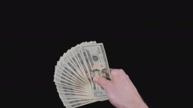 Alpha Channel 'da 20 Dolarlık Faturaların Hayranı Erkek El Tutuyor