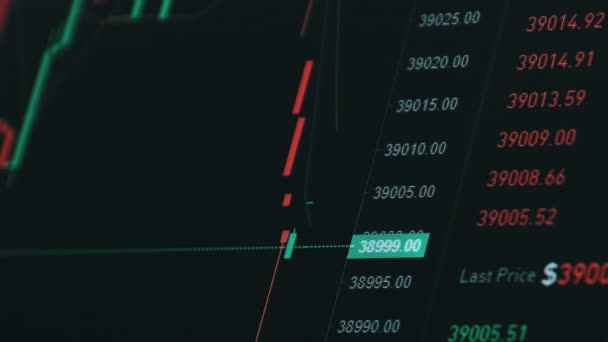 Bitcoin Trading con evolución de precios, Gráfico de cambio de criptomonedas en línea — Vídeos de Stock