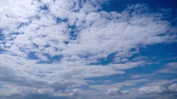 Cumulus wolken bewegen in de blauwe lucht, wolkendek Timelapse — Stockvideo