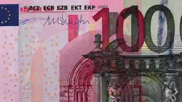 Fragmente Von Europäischem Papiergeld Verschiedener Stückelungen Verändern Sich Gegenseitig Stop — Stockvideo
