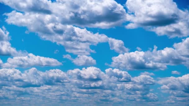 積雲の時間経過は 青空に移動します 光の雲は雲の空間で形を変える 素晴らしい空だ 雲の背景 時間の経過 コピースペース 天候の変化 — ストック動画