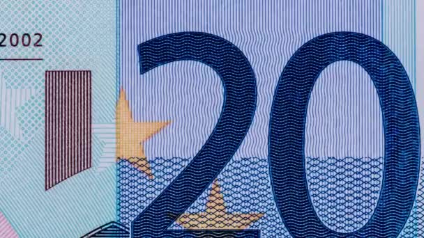 Eurobankovky Mění Nehybném Pohybu Jsou Smyčky Zblízka Části Evropských Papírových — Stock video