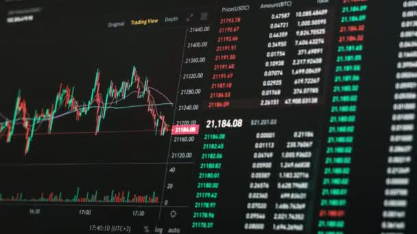 Timelapse Cryptocurrency Exchange Chart Online Screen Stock Market Chart Bitcoin — Vídeo de stock