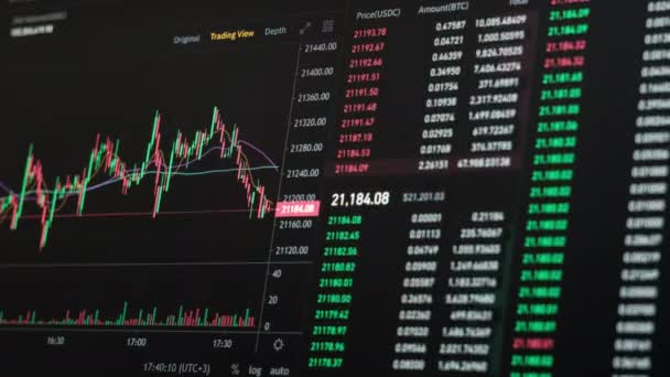 Timelapse Mercado Ações Gráfico Câmbio Criptomoeda Gráfico Criptomoeda Line Tela — Vídeo de Stock