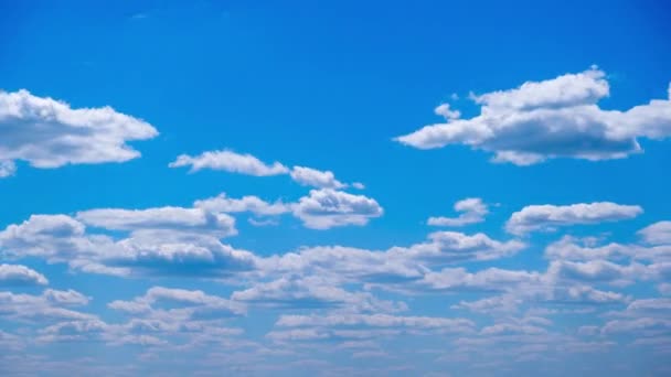 Timelapse Witte Wolken Bewegen Lossen Blauwe Lucht Zomerwolk Tijdsverloop Gezwollen — Stockvideo
