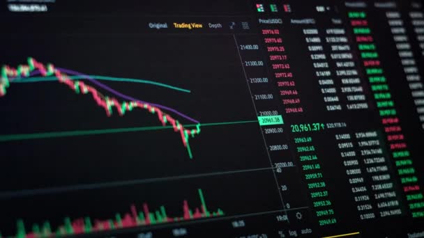 Timelapse Mercado Ações Gráfico Câmbio Criptomoeda Gráfico Criptomoeda Line Tela — Vídeo de Stock