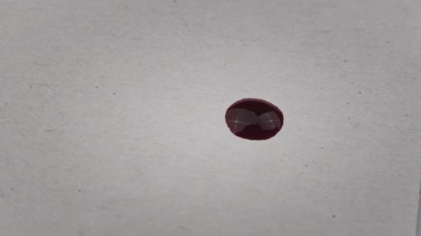 Baixa Vermelha Tinta Cai Papel Branco Absorvido Macro Sangue Vermelho — Vídeo de Stock