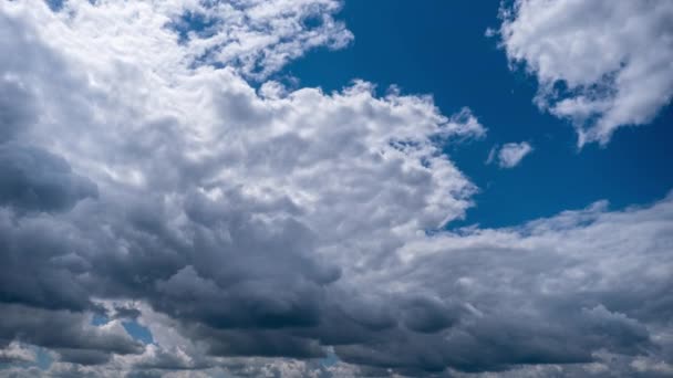 劇的な嵐の雲の時間経過は 空に移動する 暗い積雲は雲の空間で形を変える 景色の空 劇的な雰囲気の背景 時間の経過 天候の変化 — ストック動画