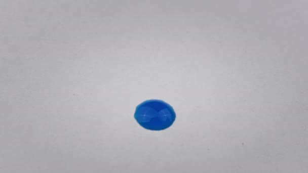 Drop Blue Ink Falls White Paper Macro Ink Absorbed White — 图库视频影像