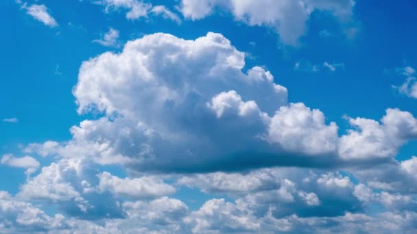 Timelapse Nubes Cúmulos Moviéndose Cielo Azul Las Nubes Esponjosas Cambian — Vídeos de Stock