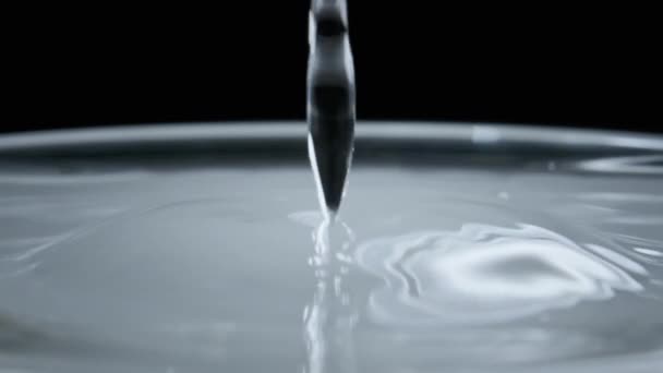 Krople Wody Spadają Powierzchnię Wody Zwolnionym Tempie Super Makro Shot — Wideo stockowe