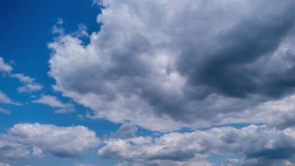 Chmury Niebieskim Niebie Powoli Się Poruszają Zmieniają Kształt Timelapse Warstwowe — Wideo stockowe
