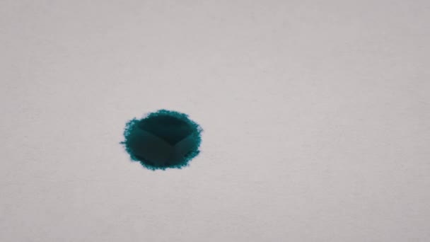 Red Blue Ink Drops Fall White Paper Close Paint Absorbed — Vídeo de stock