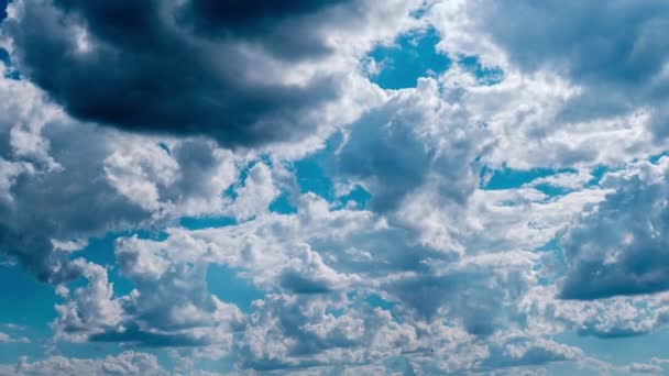 Wolken Blauen Himmel Zeitraffer Geschwollene Flauschige Weiße Wolken Zeitraffer Kopierraum — Stockvideo