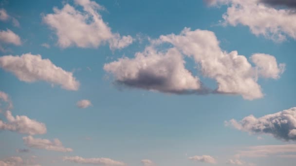 Timelapse Cumulus Clouds Moving Blue Sky Light Clouds Change Shape — Video Stock